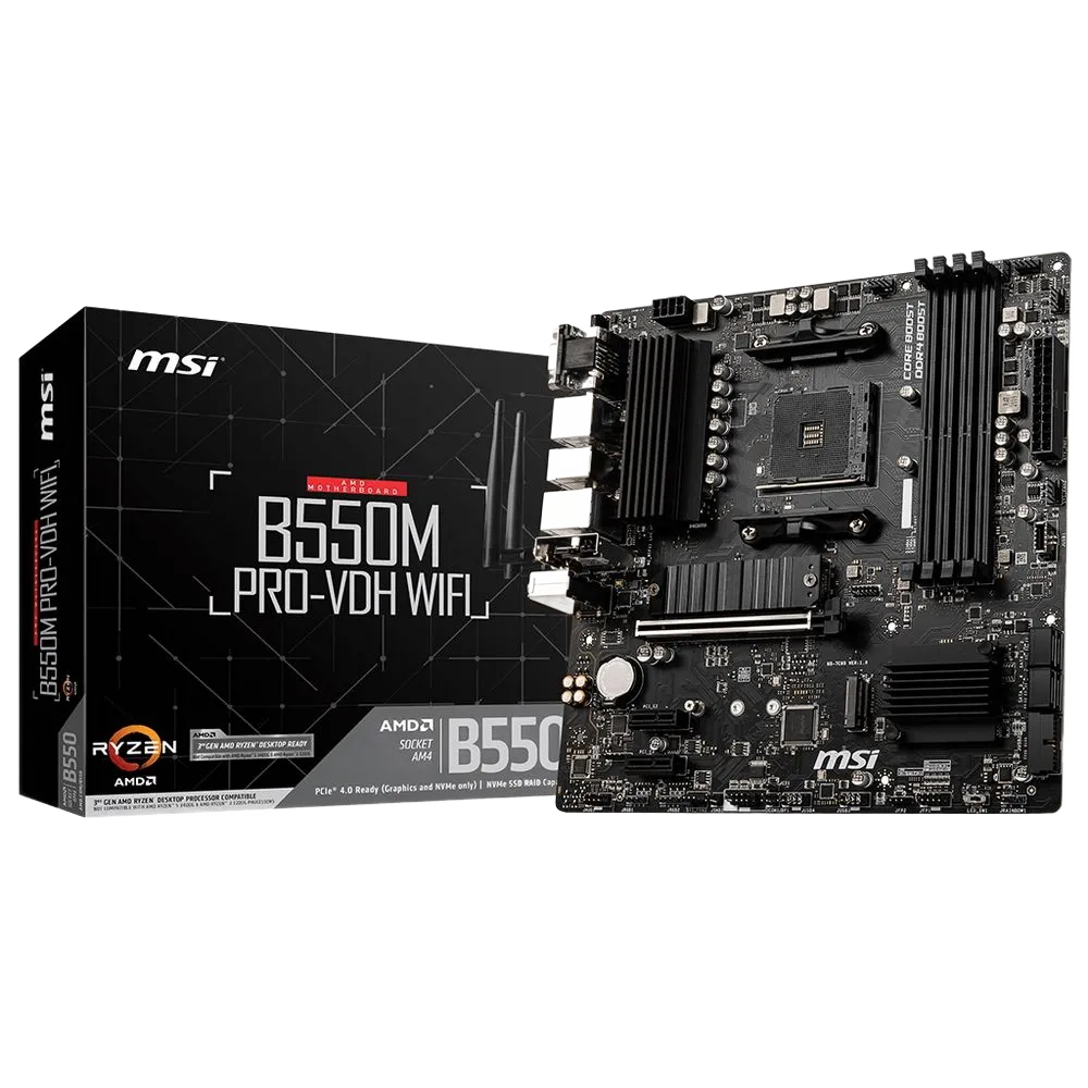 MSI B550M PRO-VDH - DDR4, WIFI, черный цвет