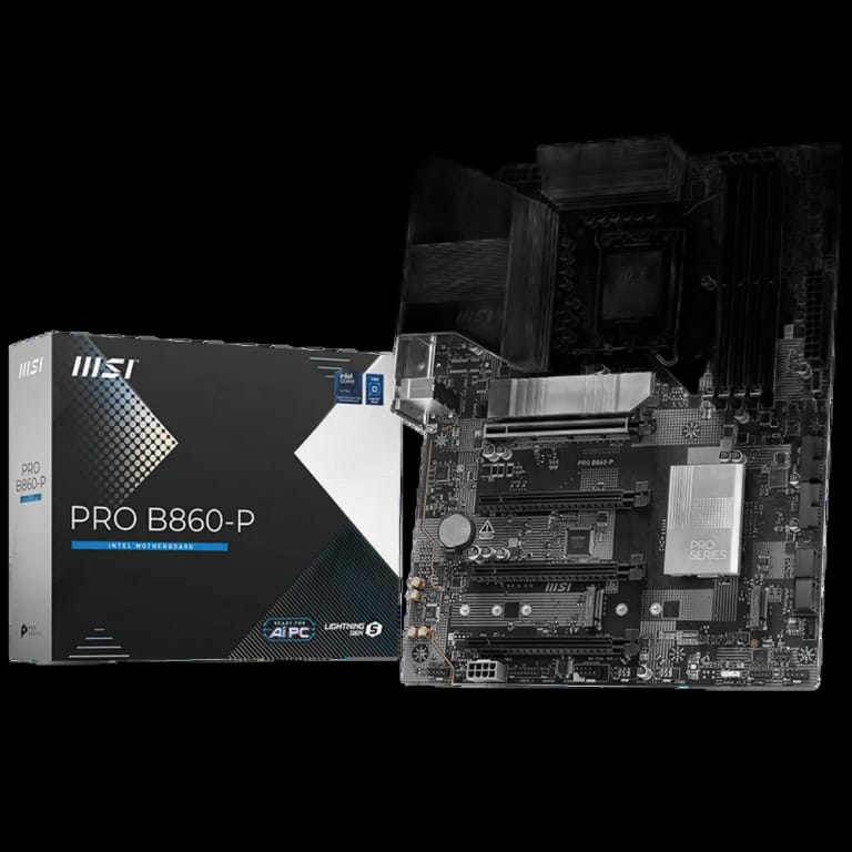 Материнская плата MSI PRO B860-P B860, LGA1851, 4*DDR5, 4*PCIEx16, 3*M.2, 1*TypeC, 2*USB3.2Gen2, 6*USB3.2Gen1, 8*USB2.0, 4*SATA3.0, 5G, Type-C DP, DP, HDMI, ATX, RTL