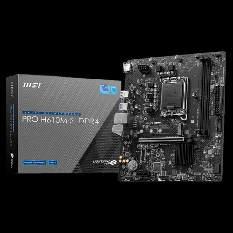 Материнская плата MSI PRO H610M-S DDR4 H610, LGA1700, 2*DDR4, 1*PCIEx16, 1*PCIEx1, 1*M.2, 2*USB3.2Gen1, 4*USB2.0, 2*SATA3.0, 1G, HDMI, M-ATX, RTL
