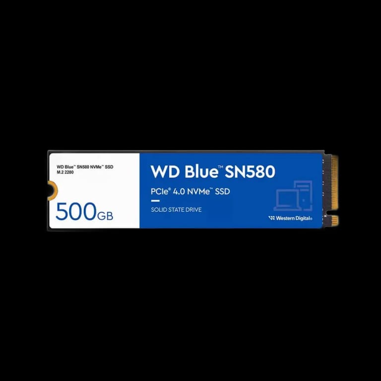 Твердотельный накопитель SSD Western Digital M.2 2280 500GB Blue SN580 WDS500G3B0E PCIe Gen4x4 with NVMe, 3D TLC NAND