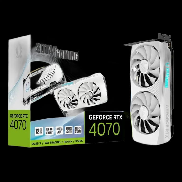 Видеокарта Zotac RTX4070 TWIN EDGE OC WHITE ED 12GB GDDR6X 192bit 3xDP HDMI 2FAN Medium Pack