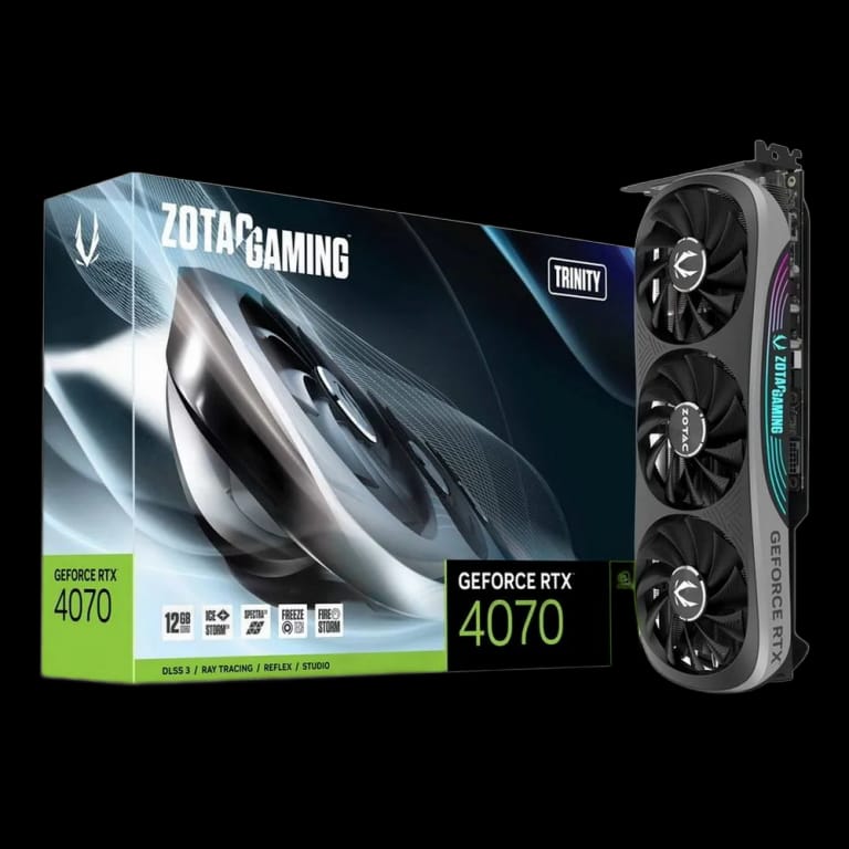 Видеокарта Zotac RTX4070 Trinity 12GB GDDR6X 192bit 3xDP HDMI 3FAN Premium Pack