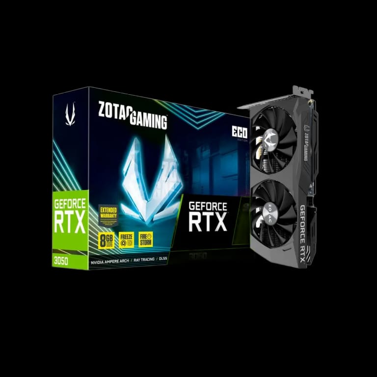 Видеокарта Zotac RTX3050 ECO 8GB GDDR6 128bit 3xDP HDMI 2FAN Medium Pack