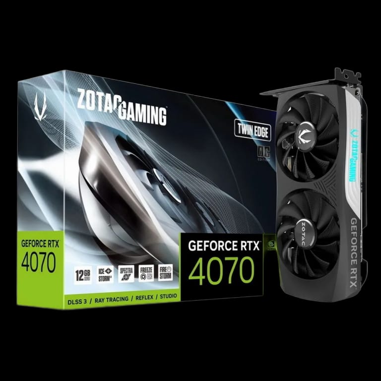 Видеокарта Zotac RTX4070 TWIN EDGE OC 12GB GDDR6X 192bit  3xDP HDMI 2FAN Medium Pack