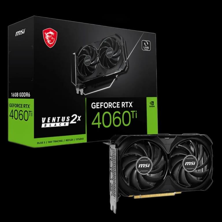 Видеокарта MSI RTX4060Ti VENTUS 2X BLACK 16GB GDDR6 128-bit HDMI DPx3 2FAN RTL 