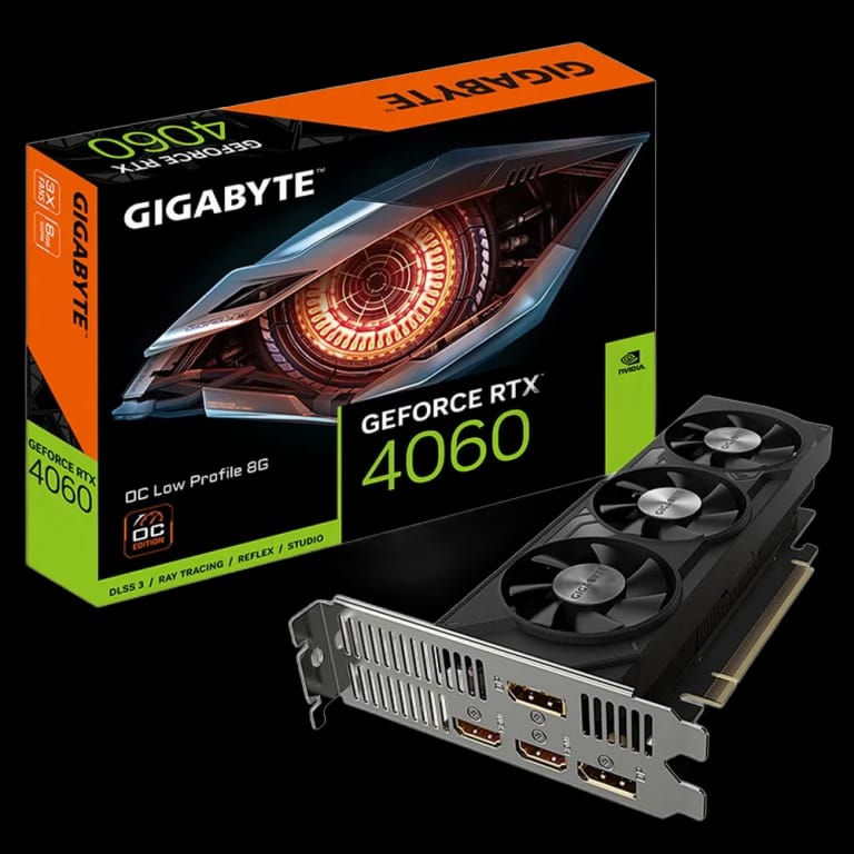 Видеокарта Gigabyte RTX4060 OC Low Profile 8GB GDDR6 128-bit DPx2 HDMIx2 3FAN RTL 