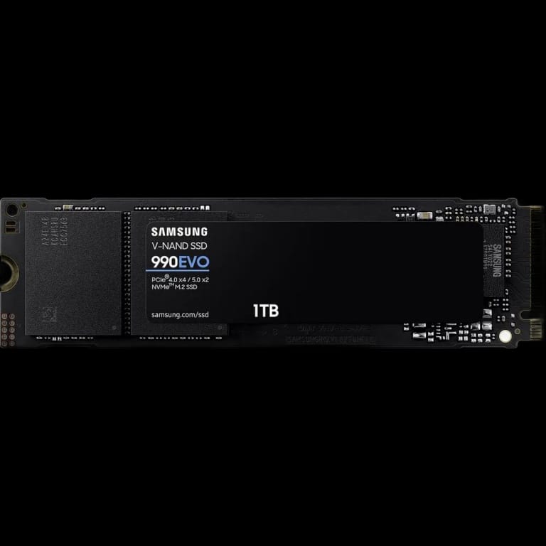 Твердотельный накопитель SSD Samsung M.2 2280 1TB 990 EVO NVMe 2.0, PCIe 4.0 x4, V-NAND TLC, R/W 5000/4200MB/s, IOPs 680 000/800 000, TBW 600, DWPD 0.33
