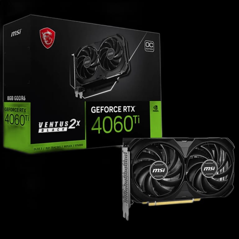 Видеокарта MSI RTX4060Ti VENTUS 2X BLACK E1 OC 8GB GDDR6 128bit 3xDP HDMI 2FAN RTL