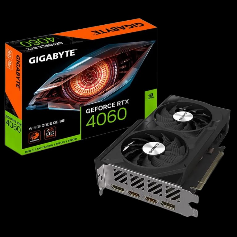 Видеокарта Gigabyte RTX4060 WINDFORCE OC 8GB GDDR6 128-bit DPx2 HDMIx2 2FAN RTL 