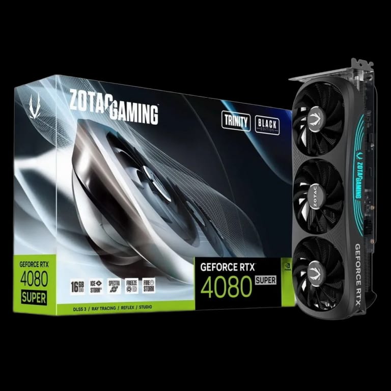 Видеокарта Zotac RTX4080 SUPER TRINITY BLACK ED 16GB GDDR6X 256bit 3xDP HDMI 3FAN Premium Pack