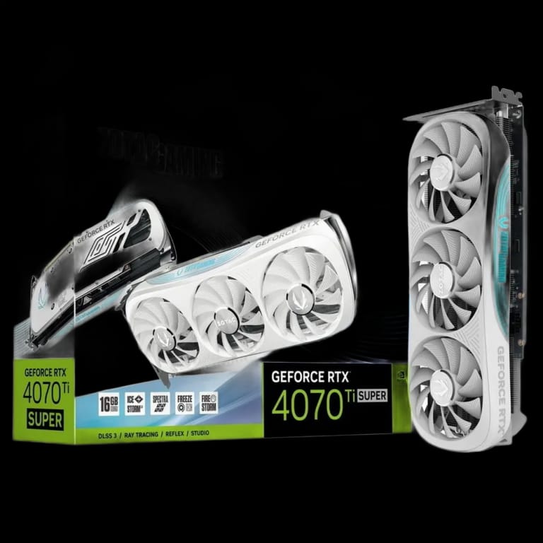Видеокарта Zotac RTX4070Ti SUPER TRINITY OC WHITE ED 16GB GDDR6X 256bit 3xDP HDMI 3FAN Premium Pack