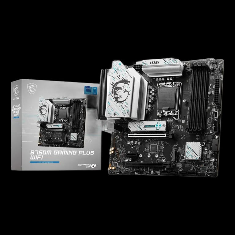 Материнская плата MSI B760M GAMING PLUS WIFI\601-7D99-130,30\801-7D99-012\STD B760M GAMING PLUS WIFI,B760,LGA1700,4DDR5 2PCI-Ex16,1PCIEx1,2M.2,4SATA3,2USB3.2 Gen2,7US