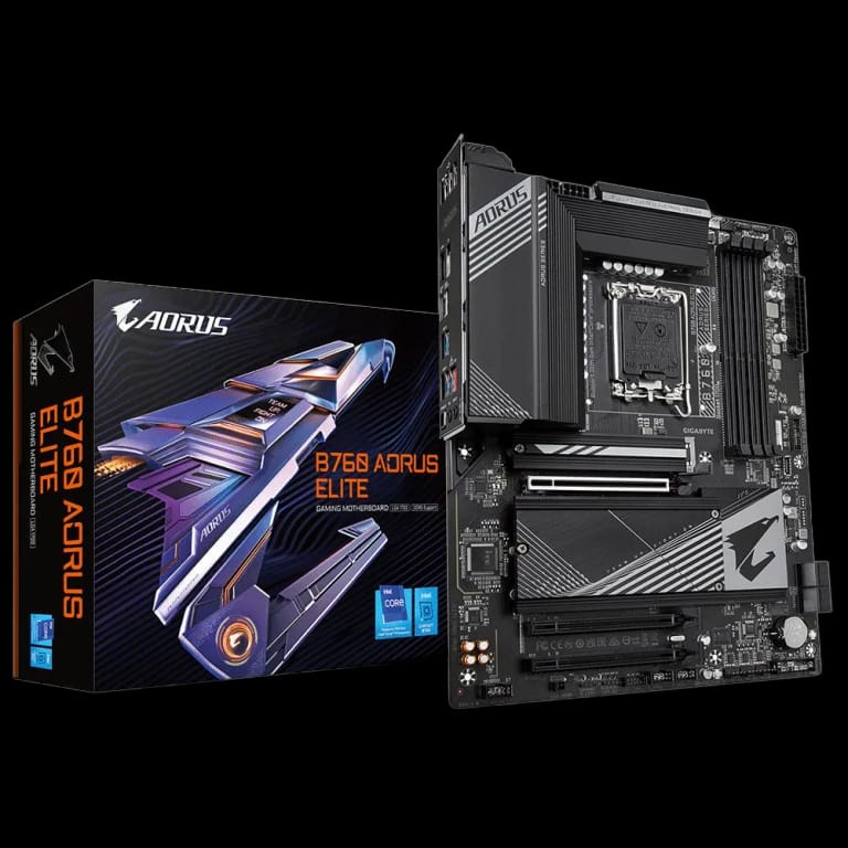 Материнская плата Gigabyte B760 AORUS ELITE, Socket 1700, Intel®B760, 4xDDR5-4800, HDMI+DP, 3xPCI-Ex16, 4xSATA3(RAID 0/1/5/10), 3xM.2, 8Ch Audio, 2.5GbLan, (4+4)xUSB2.0, (5+2)xUSB3.2, (1+1)xUSB3.2 Type-C™, ATX, RTL