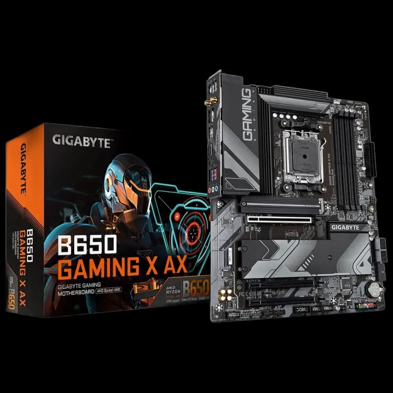 Материнская плата Gigabyte B650 GAMING X AX, Socket AM5, AMD B650, 4xDDR5-5200, HDMI+DP, 3xPCI-Ex16, 4xSATA3(RAID 0/1/10), 3xM.2, 8 Ch Audio, 2.5GLan, WiFi, (2+4)xUSB2.0, (5+2)xUSB3.2, (1+1)xUSB3.2 Type-C™, 1xPS/2, ATX, RTL {8} (849849)