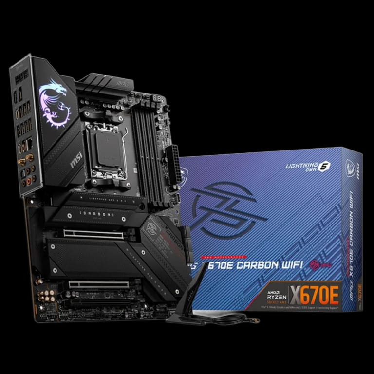 Материнская плата MSI MPG X670E CARBON WIFI MS-7D70\MPG X670E CARBON WIFI\601 -7D70-010,10\801 -7D70-004\STD MPG X670E CARBON WIFI,X670E,AM5,4DDR5,3PCIEx16,4M.2,6SATA3,1USB3.2Gen2x2,8U SB3.2 Gen2,4U\