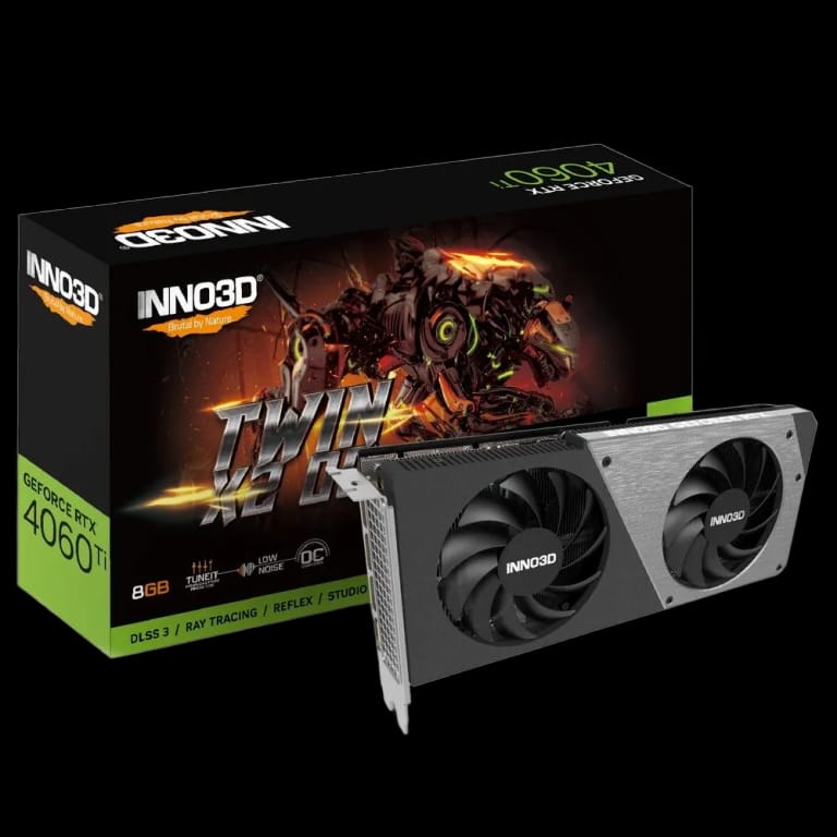 Видеокарта INNO3D RTX4060Ti 8GB TWIN X2 OC GDDR6 128-bit DPx3 HDMI 2FAN RTL 