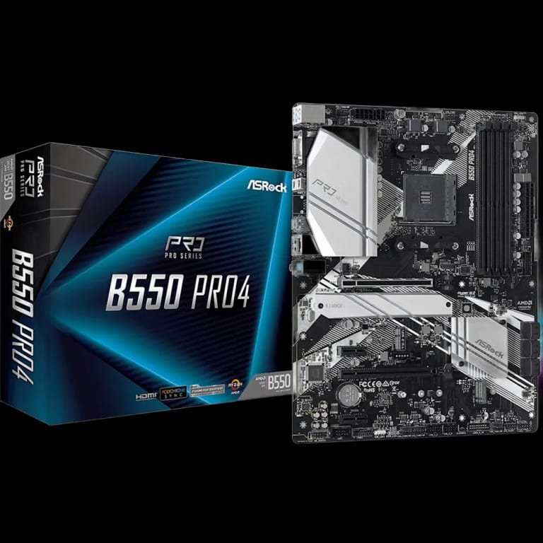 Материнская плата ASRock B550 PRO4, Socket AM4, AMD B550, 4xDDR4-3200, D-SUB+HDMI, 2xPCI-Ex16, 2xPCI-Ex1, 6xSATA3(RAID 0/1/10), 2xM.2, 8 Ch Audio, 1xGLan, (0+4)xUSB2.0, (5+2)xUSB3.2, (1+0)xUSB3.2 Type-C™, 1xPS/2, ATX, RTL, {10} (931482)