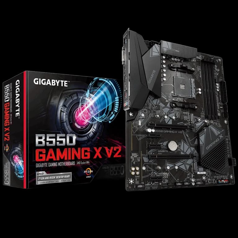 Материнская плата Gigabyte B550 GAMING X V2, Socket AM4, AMD B550, 4xDDR4-3200, DVI-D+HDMI, 2xPCI-Ex16, 3xPCI-Ex1, 4xSATA3(RAID 0/1/10), 2xM.2, 8 Ch Audio, 1xGLan, (2+4)xUSB2.0, (4+2)xUSB3.2, 1xPS/2, ATX, RTL {8} (810702)