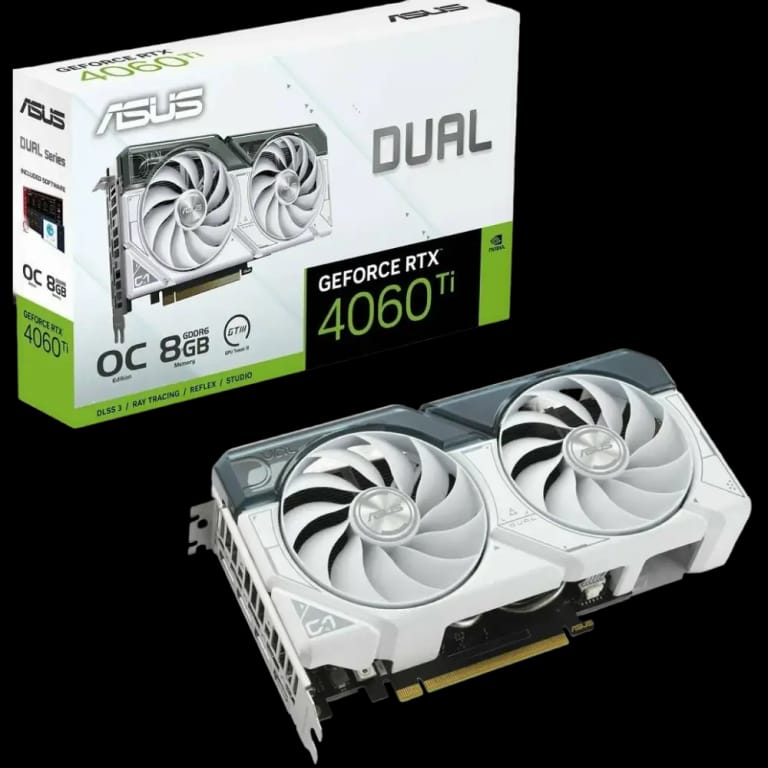 Видеокарта ASUS DUAL-RTX4060TI-O8G-WHITE /RTX4060TI,HDMI*1,DP*3,8G,D6 