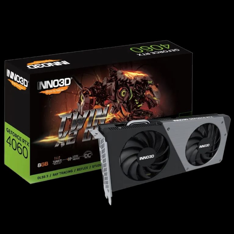 Видеокарта INNO3D RTX4060 TWIN X2 OC 8GB GDDR6 128-bit DPx3 HDMI 2FAN RTL 