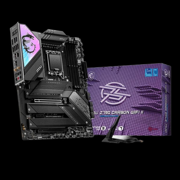 Материнская плата MSI MPG Z790 CARBON WIFI II Z790 LGA1700 4xDDR5 2xPCIEx16 1xPCIEx1 5xM.2 2xTypeC(20Gbps) 1xTypeC(20Gbps) 6xUSB3.2Gen2 4xUSB3.2Gen1 4xUSB2.0 6xSATA3.0 2.5G HDMI ATX RTL