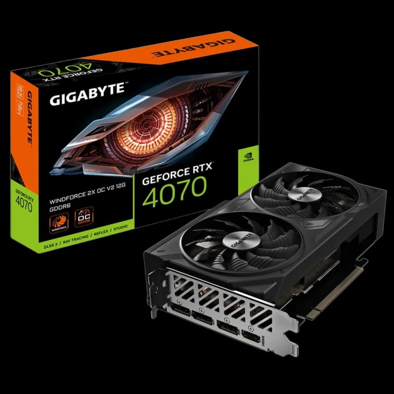Видеокарта Gigabyte RTX4070 WINDFORCE 2X OC V2 12GB GDDR6 192bit 3xDP HDMI 2FAN RTL