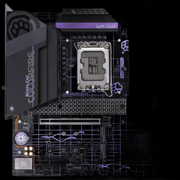 Материнская плата Colorful COLORFIRE B760M-MEOW WIFI D5 PURPLE Z760 LGA1700 4xDDR5 1xPCIEx16 1xPCIEx4 3xM.2 2xTypeC 3xUSB3.2Gen1 5xUSB2.0 4xSATA3.0 2.5G DP HDMI M-ATX RTL