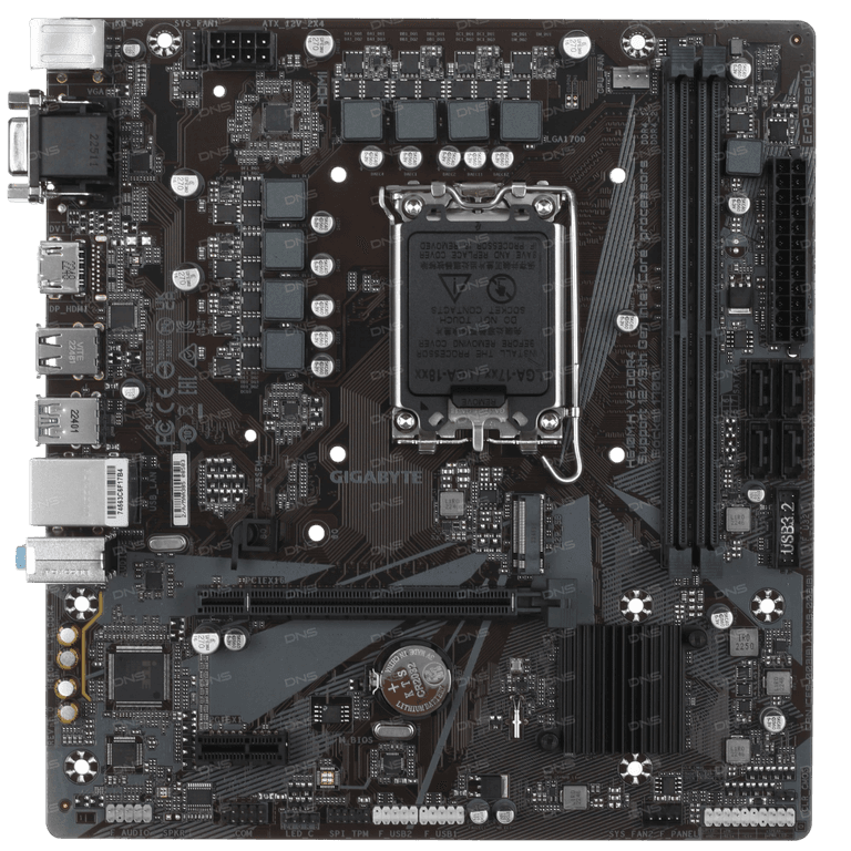 Материнская плата Gigabyte H610M H V2 DDR4, Socket 1700, Intel®H610, 2xDDR4-3200, D-SUB+HDMI, 1xPCI-Ex16, 1xPCI-Ex1, 4xSATA3, 1xM.2, 8Ch Audio, GLan, (4+4)xUSB2.0, (2+2)xUSB3.2, 2xPS/2, mATX, RTL