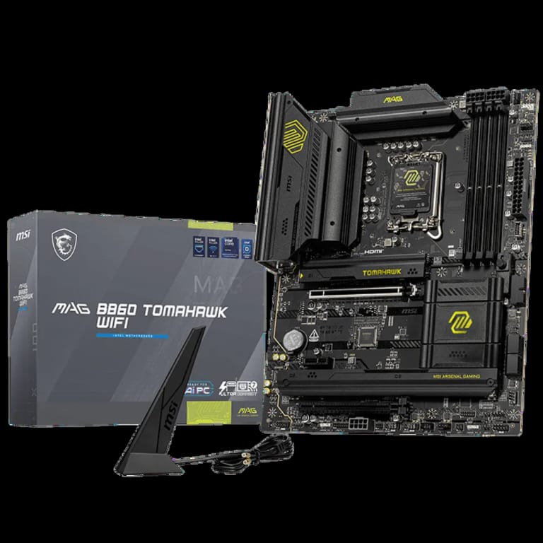 Материнская плата MSI MAG B860 TOMAHAWK WIFI B860, LGA1851, 4*DDR5, 2*PCIEx16, 1*PCIEx1, 3*M.2, 3*TypeC, 4*USB3.2Gen2, 2*USB3.2Gen1, 8*USB2.0, 4*SATA3.0, 5G, Type-C DP, DP, HDMI, ATX, RTL