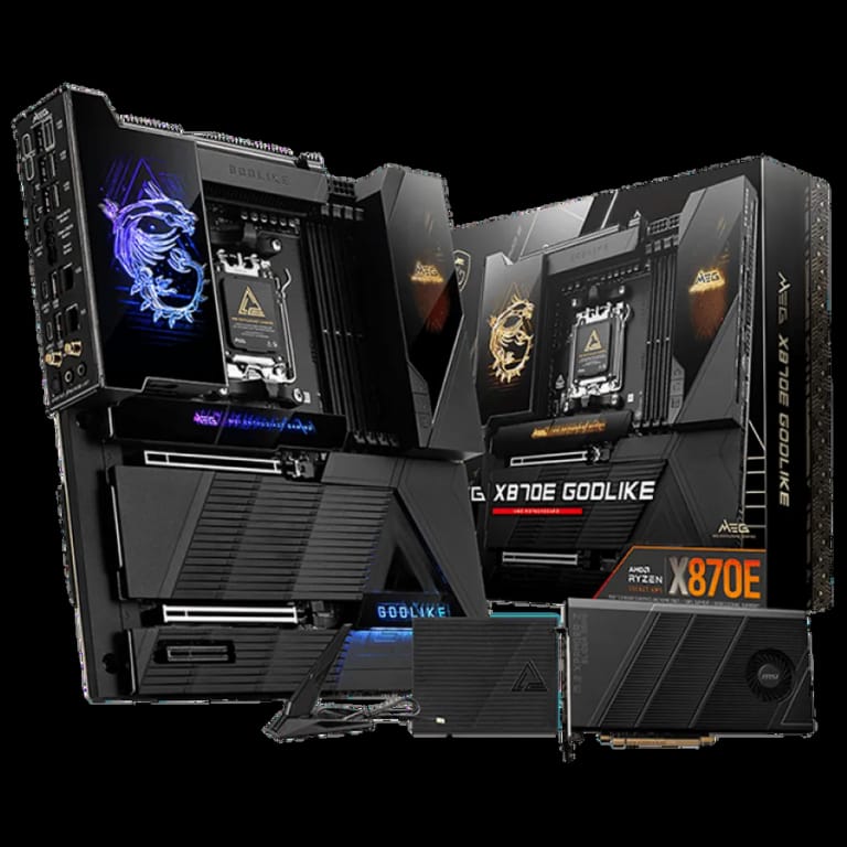 Материнская плата MSI MEG X870E GODLIKE X870, AM5, 4*DDR5, 2*PCIEx16, 1*PCIEx4, 7*M.2, 7*TypeC, 8*USB3.2Gen2, 4*USB3.2Gen1, 4*USB2.0, 4*SATA3.0, 10G, 5G, 2*Type-C(DP), E-ATX, RTL