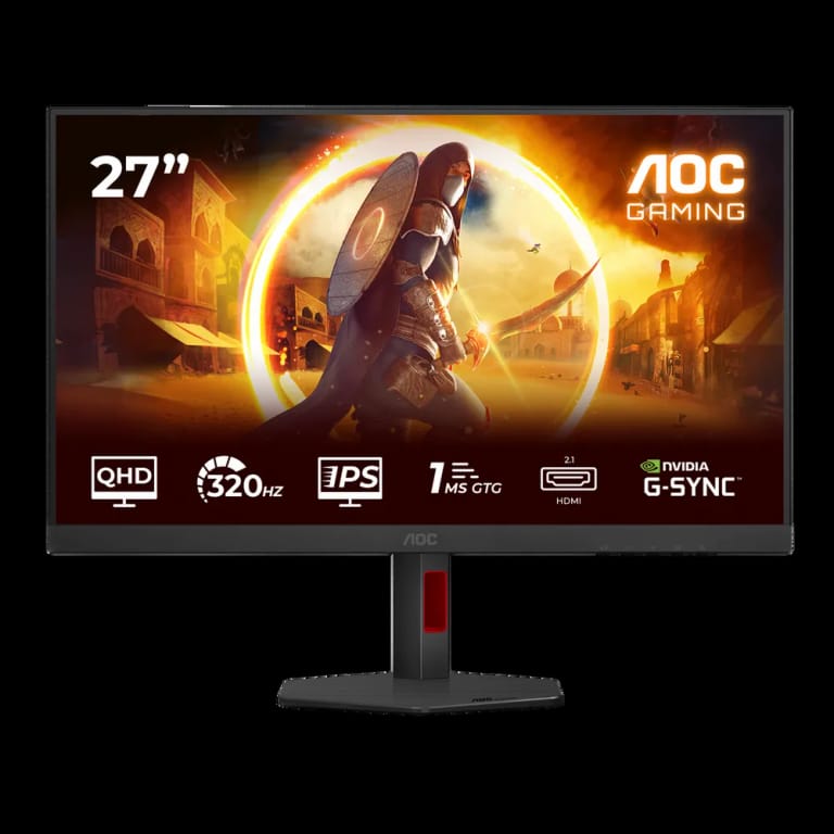 Монитор 27" AOC Q27G4SRU Black (IPS, 2560x1440, 320Hz, 0.5 ms, 178°/178°, 400 cd/m, 1000:1, +2xHDMI 2.1, +DisplayPort 1.4, Pivot)